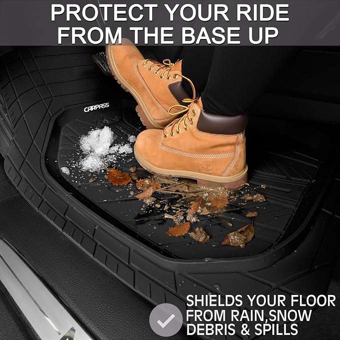CAR PASS 3 Row Heavy Duty Rubber Car Mats, Deep-Dish All-Weather Floor Mats - Image 2