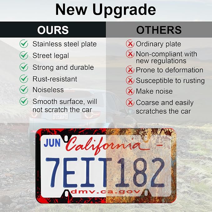 LivTee Black License Plate Frames, 4 Holes Stainless Steel License Plate Covers - Image 6