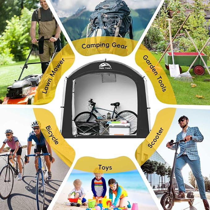 Happy Travel Bike Storage Shed Tent, Outdoor Portable Bicycle Storage Sheds - Image 8