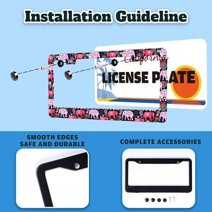 Tribal Elephant License Plate Frame Beautiful Animal License Plate Holder - Image 4