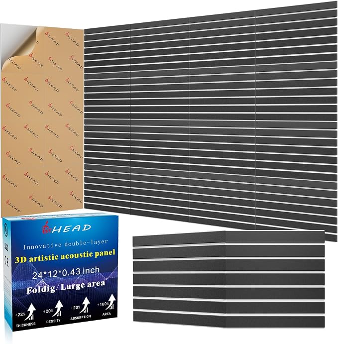 6 Pack 2-Layer Fold Soundproof Wall Panels, 0.9lb/ft³ High Density, 3D Acoustic by Staytunedforournewproduct