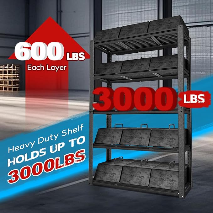 MUPATER 72" H x 47.6" W x 18.1" D Metal Storage Shelves, 5 Tier Shelves and - Image 5