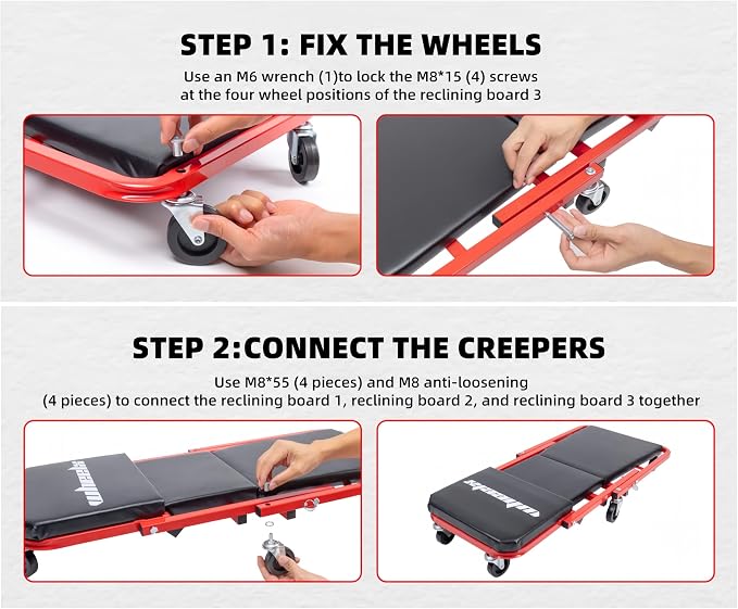 Mechanic Creeper 36 Inches 2 Modes Z Seat 340 lbs Capacity, Foldable Garage - Image 5