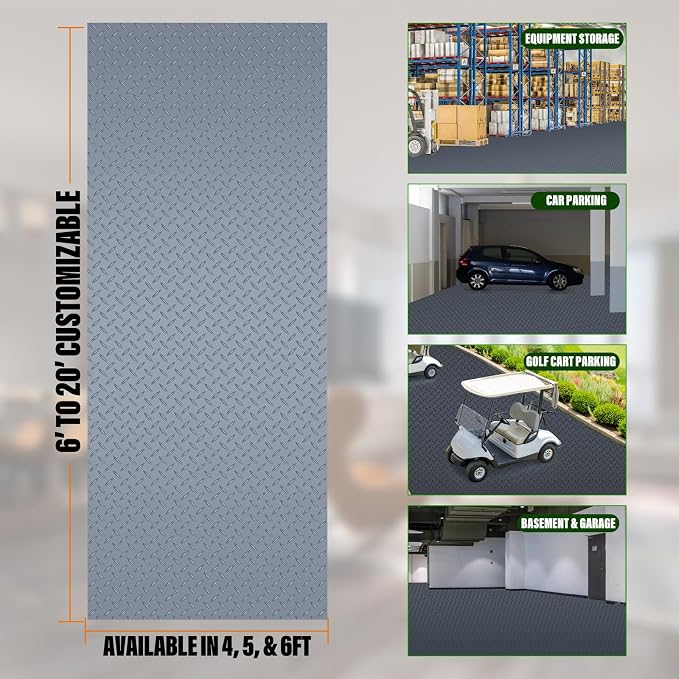 SEAL 6 x 20 Ft Premium Garage Floor Mat, Solid 2.8mm Thick Gray Commercial - Image 2