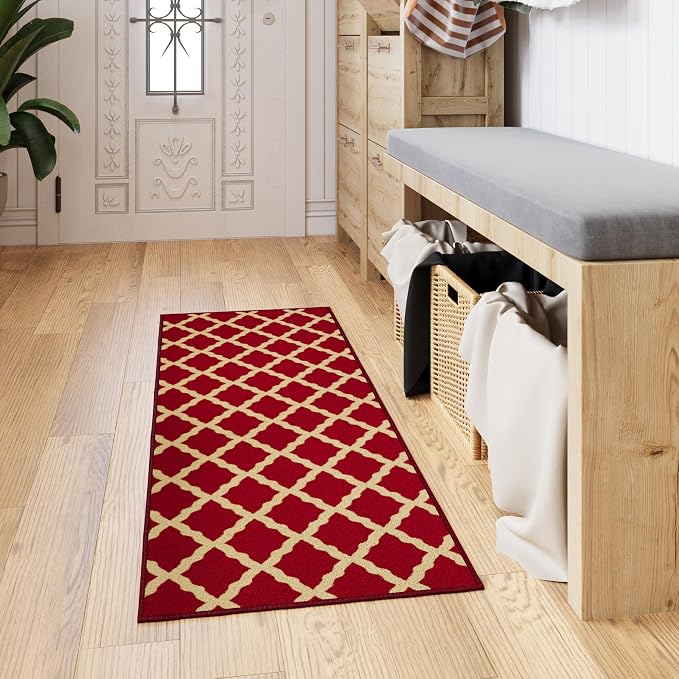 Ottomanson Hallway Runner Rug 20" x 59" Non Slip Trellis Area Rugs Easy to - Image 10
