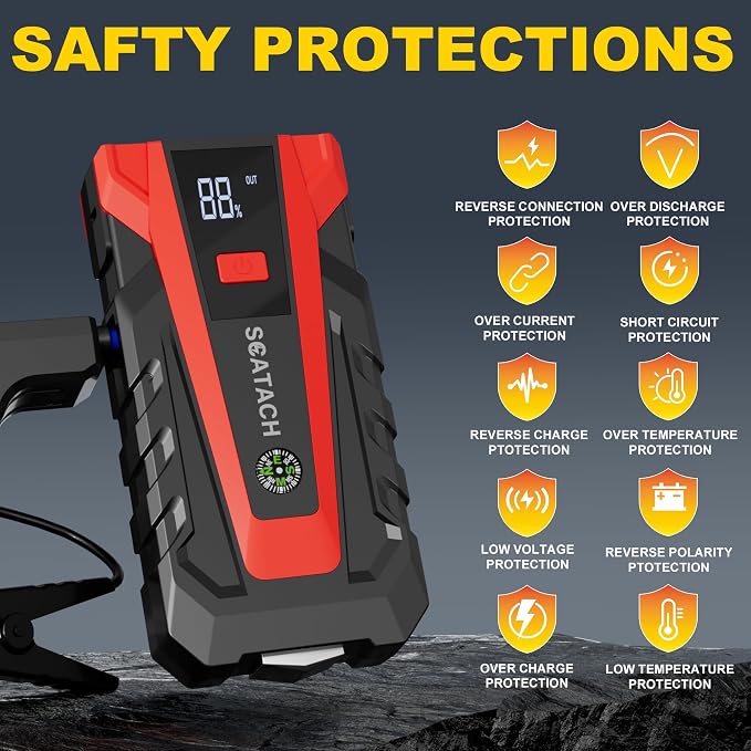 Scatach 011 3000A Car Battery Jump Starter, 12V Jump Starter Battery Pack - Image 4