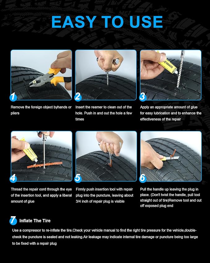 Tire Repair Kit with Plugs, Tire Plug Kit Heavy Duty Professional - Image 6