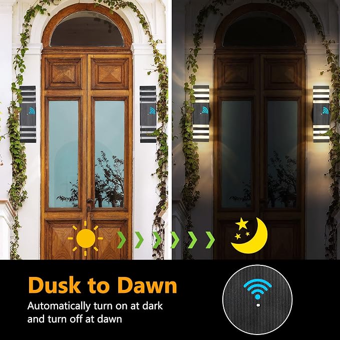 tewei 6 Pack Outdoor Wall Lights Dusk to Dawn Exterior Light Fixture, 3-Layer - Image 3