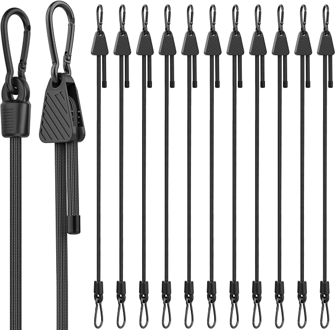 Bungee Cords with Hooks, 48 Inch Adjustable Elastic Bungee Cords with Carabiner by Rugtol