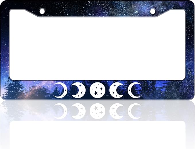 Moon Phases License Plate Frame Starry Sky Forest Moon License Plate Holder by TINALUIN