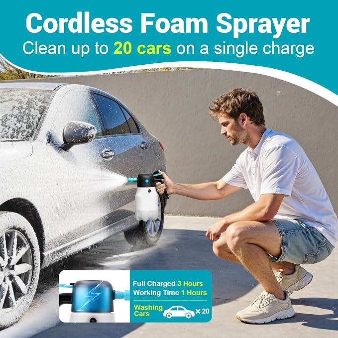 Electric Foam Sprayer Car Wash, 60PSI Foam Sprayer Auto Pressurized - Image 2
