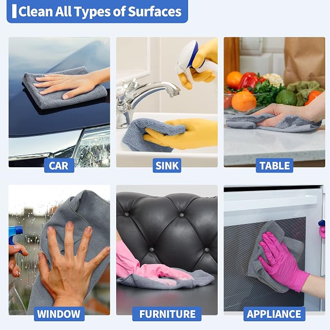 HOMERHYME Microfiber Cleaning Cloths, 8 Pack Cleaning Rags, Lint-Free 300GSM - Image 7