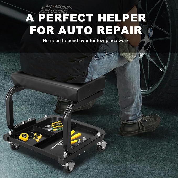Torin ATR6300B Rolling Creeper Garage/Shop Seat: Padded Mechanic Stool - Image 7