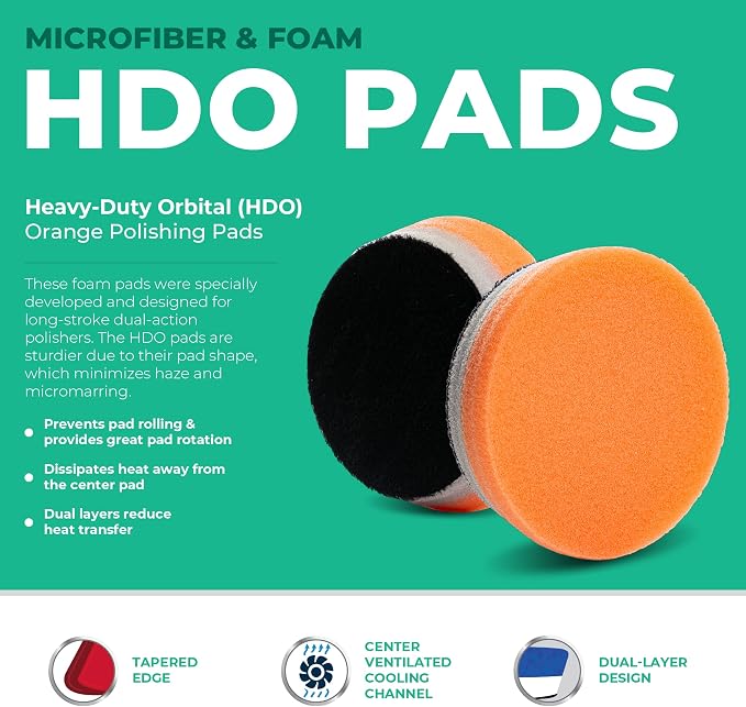 Lake Country 3.5" HDO Orange Foam Polishing Pad – Premium Heavy Duty Orbital - Image 2