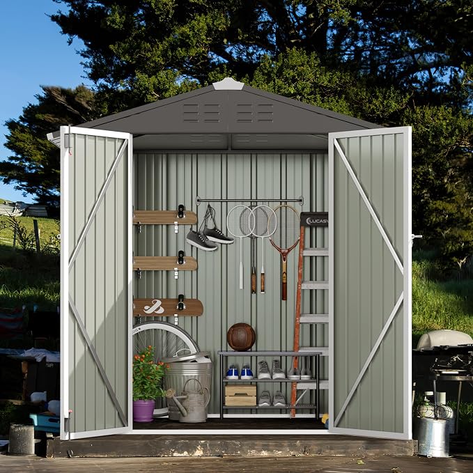 JUMMICO Metal Outdoor Storage Shed 6 x 8 FT Metal Shed - Image 2
