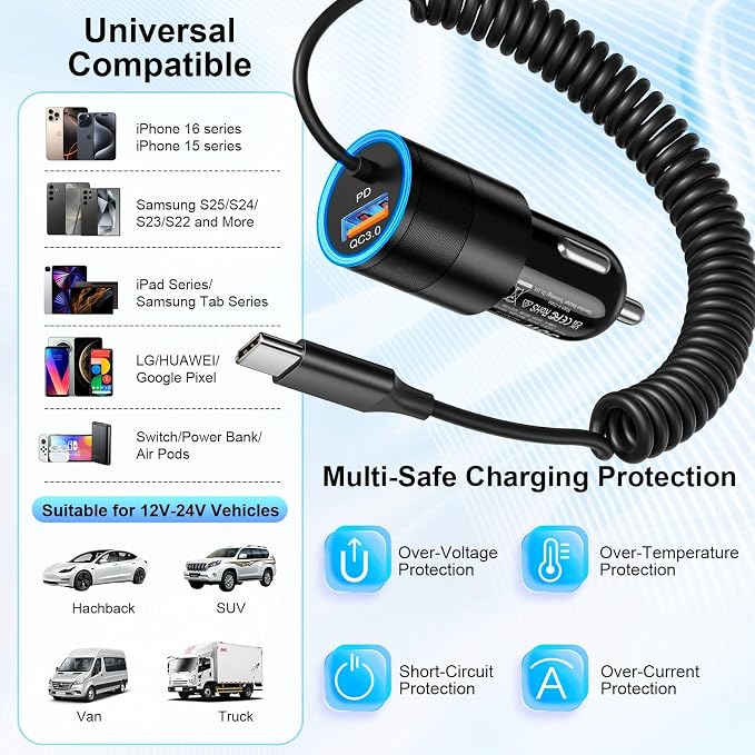 Car Charger USB C, 38W Super Fast Car Adapter - Image 5