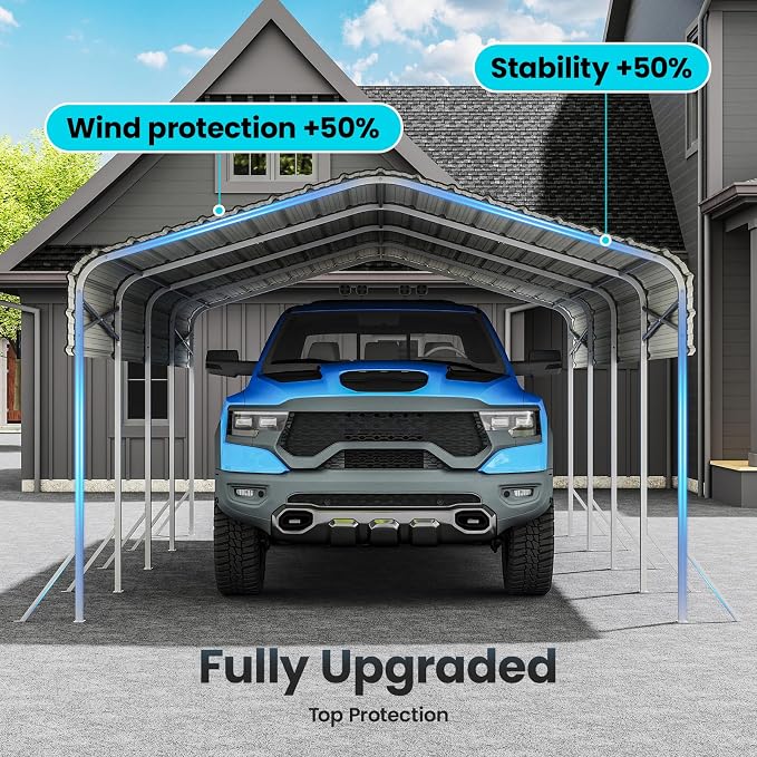 12x20' Heavy Duty Metal Carport – Sturdy Structure, All-Weather Protection - Image 7