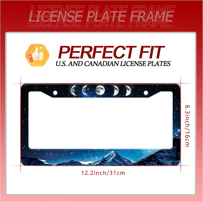 Personalized License Plate Frame Moon Phase Mountains Stainless Steel Accessory - Image 2