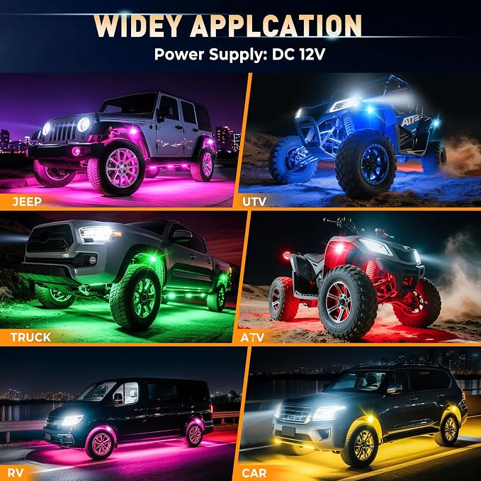 LED Rock Lights for Trucks 4 pods, RGB Rock Lights for UTV - Image 5