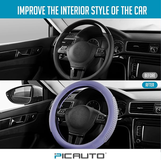 PIC AUTO Gel Particles Steering Wheel Cover, Universal Fit 14.5"-15.5" - Image 5