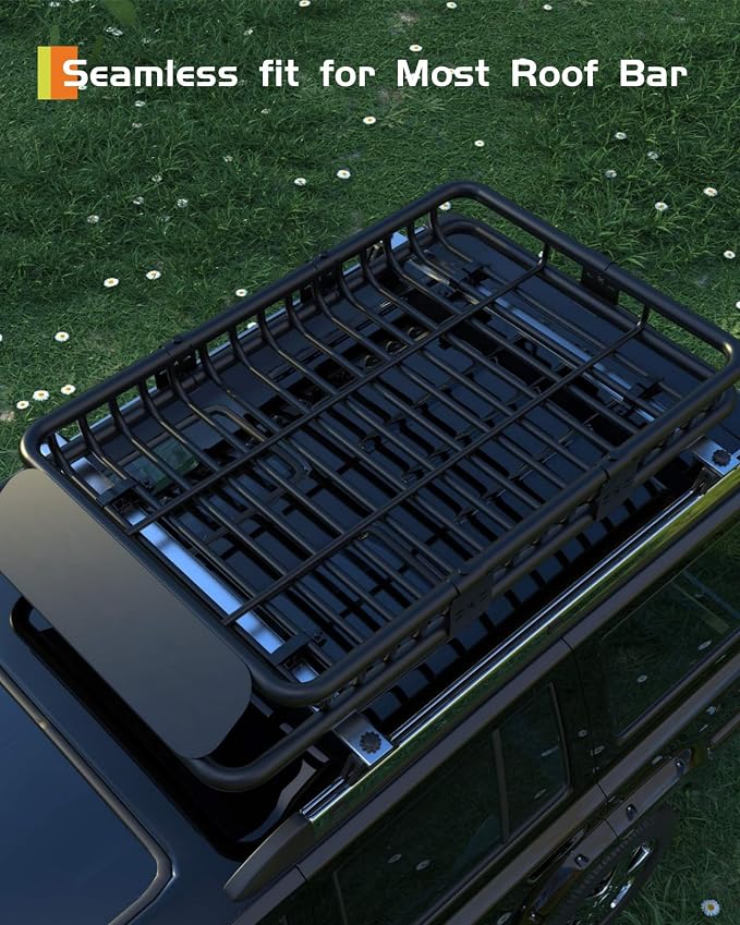 46" x 36" Universal Roof Rack Carrier Basket, 200 Lbs Capacity Car Cargo Rack - Image 7
