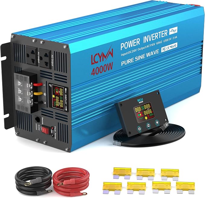 4000 Watt Pure Sine Wave Power Inverter DC 24V to 110/120V AC by LCYMW