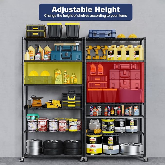 Himix 73''H X 35.5''W X14''D 6 Tier Wire Shelf - Image 4