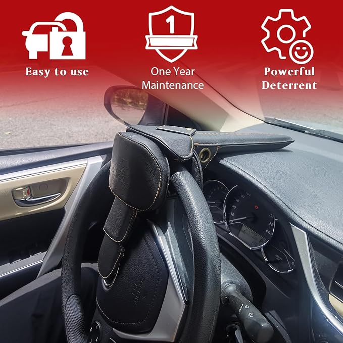 Amorin Leather Car Steering Wheel Lock Anti Theft Device Security Lock - Image 5