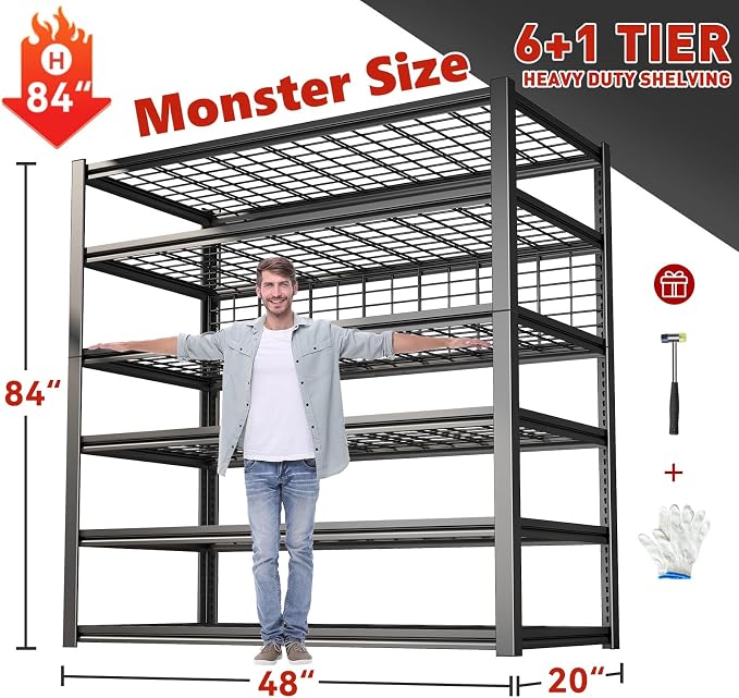 REIBII 84" H Garage Shelving, 6-Tier Storage Shelves Heavy Duty Loads 3500LBS - Image 3