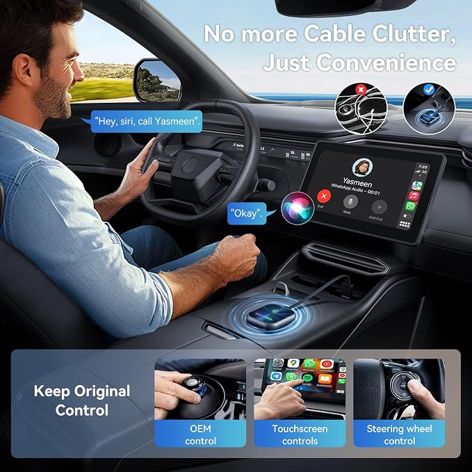 Wireless CarPlay Adapter for iPhone, 2 in 1 Wireless CarPlay and Android Auto - Image 5