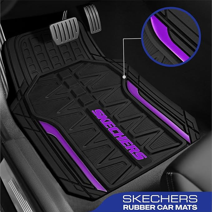 Skechers Car Floor Mats, Heavy Duty Rubber Car Mats Full Set, All Weather Floor - Image 2