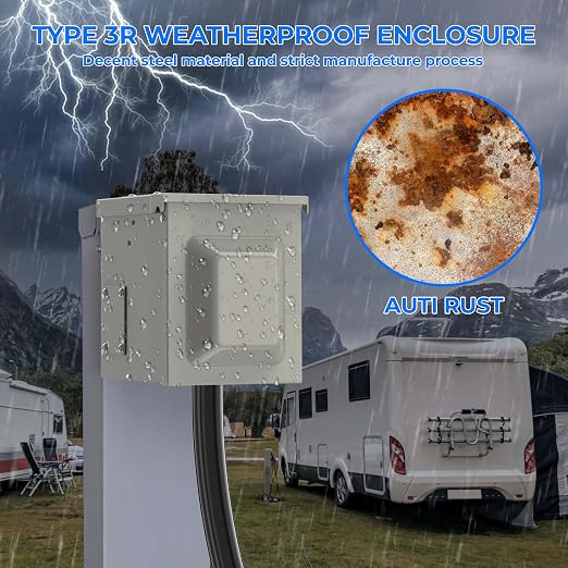 30 Amp RV Power Outlet Box, NEMA TT-30R 125V RV Outdoor Electrical Receptacle - Image 2