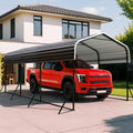 10x15 Metal Carport with Base Fixings Heavy Duty Garage Outdoor Chrome Plated by ZYNFYLUS