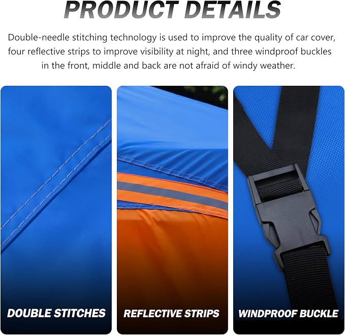 Heavy Duty Outdoor Car Cover Windproof All Weather Waterproof Sun Rain UV Dust - Image 2