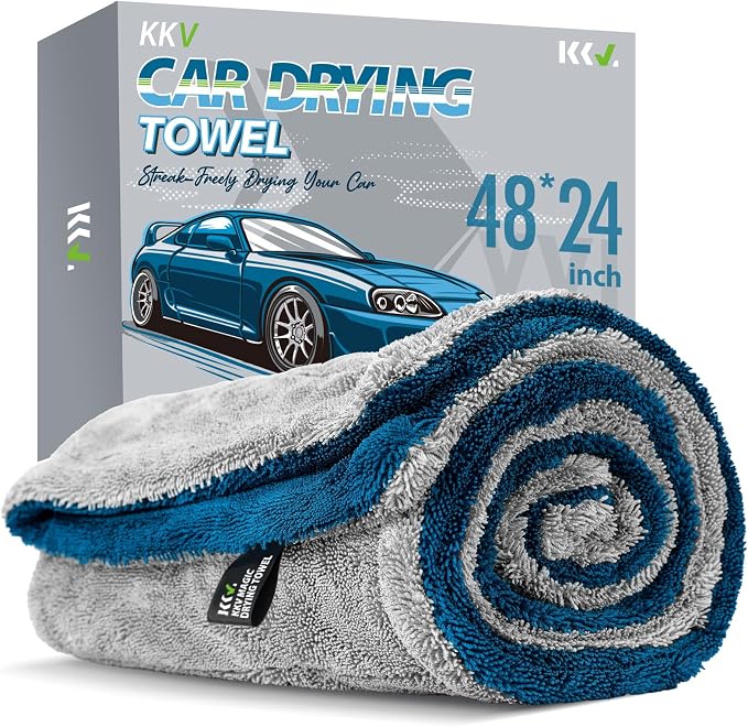 KKV Full-Sized SUV Drying Towel, 48”x24” Dual Sided Microfiber Car Cleaning by Unknown