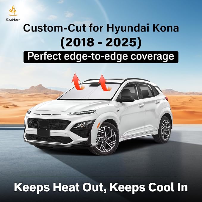 Econour Windshield Sun Shade for 2018-2025 Hyundai Kona Accessories Sunshade - Image 2
