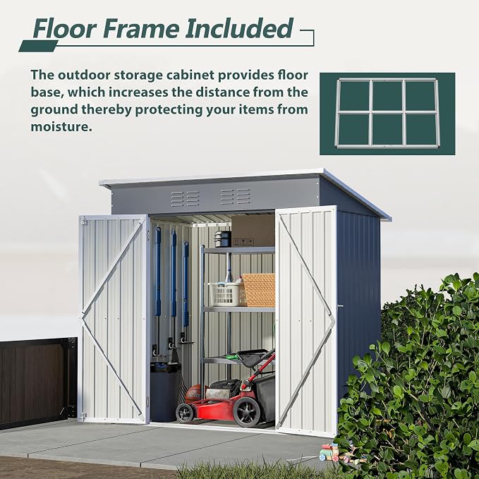Outdoor Storage Shed, 6X4 FT Metal Garden Shed - Image 5