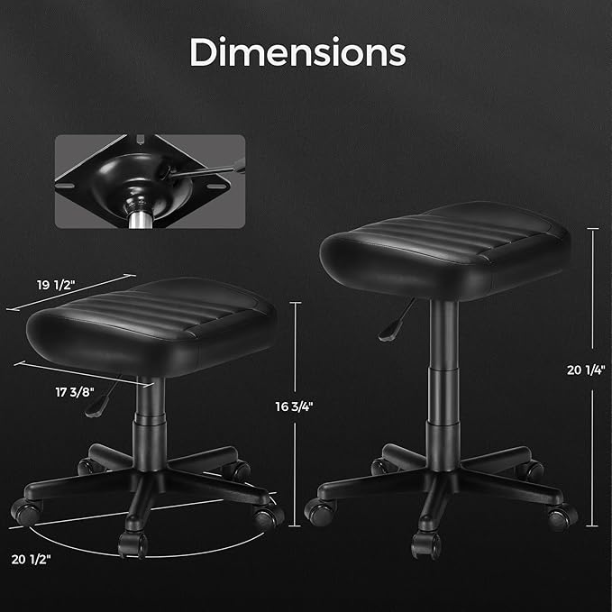 EUREKA ERGONOMIC Multi-Use Stool, Height Adjustable Swivel Rolling Stool Chair - Image 3