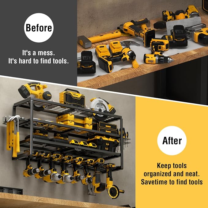 YYR 4 Layer Power Tool Organizer Wall Mount, Cordless Drill Hanger Storage Rack - Image 9