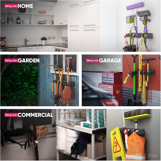 Berry Ave Broom Holder and Garden Tool Organizer Rake or Mop Handles Up to - Image 3
