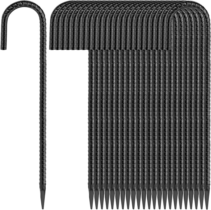 16 Inches 24-Pack J Hook Rebar Stakes Heavy Duty Tent Stakes by Besitu