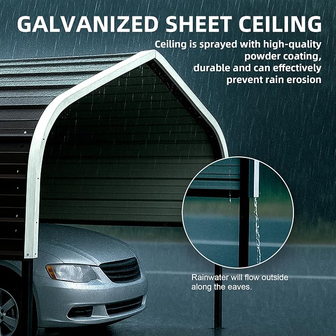 10x15 Metal Carport with Base Fixings Heavy Duty Garage Outdoor Chrome Plated - Image 5
