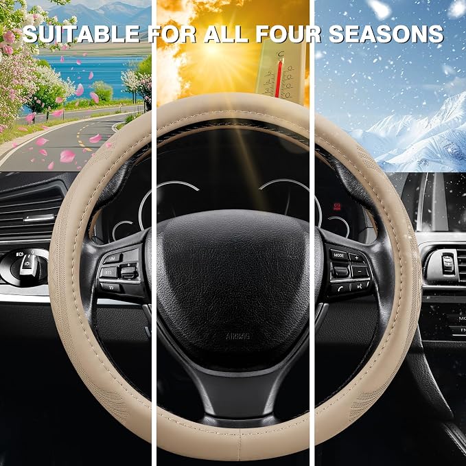 【2025 Model】 Breathable Soft Leather Car Steering Wheel Cover - Image 6