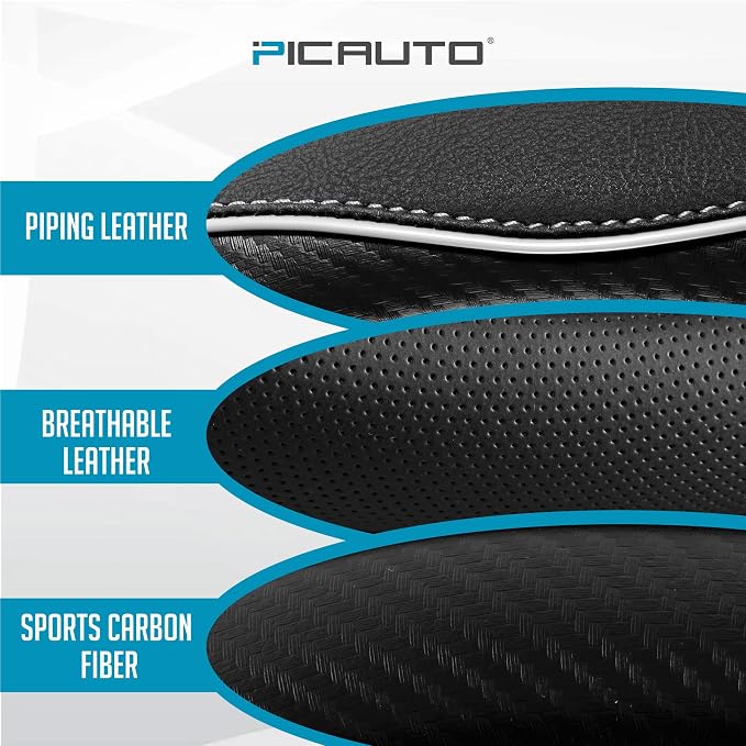 PIC AUTO Steering Wheel Cover, Sports Carbon Fiber and Super Breathable Leather - Image 3