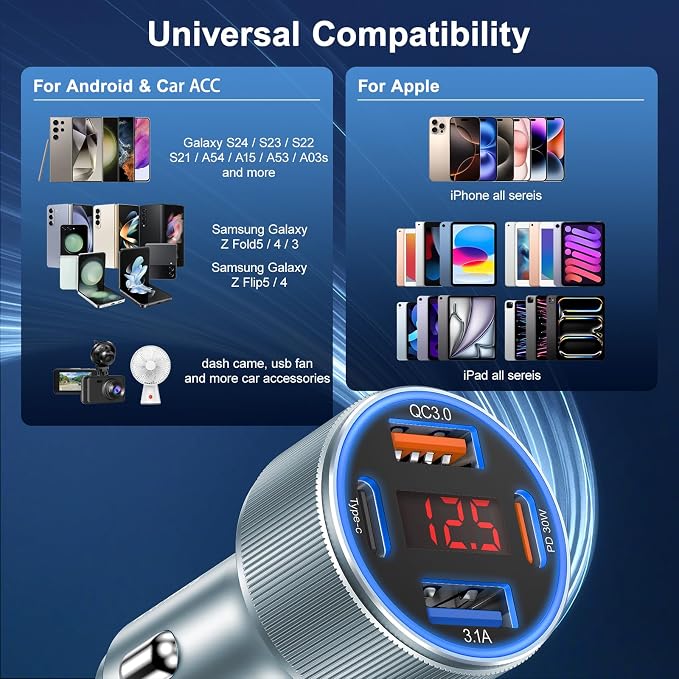 Car Phone Charger, Besgoods USB C Car Charger Adapter 4 Ports - Image 7