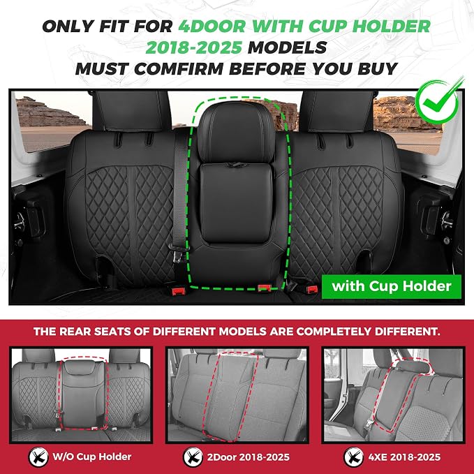 for Jeep Wrangler Seat Covers 4Door JL 2018 2019 2020 2021 2022 2023 2024 2025 - Image 2