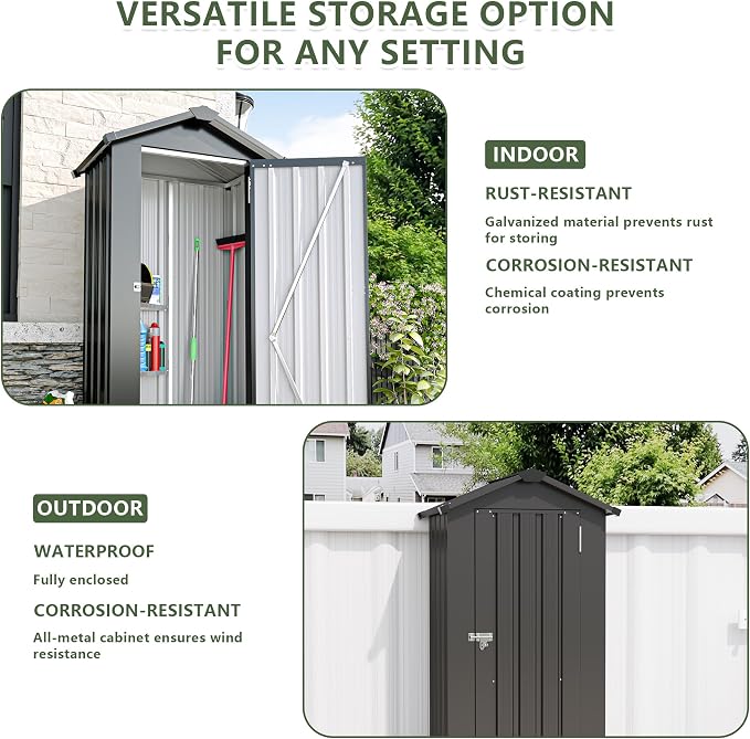 Outdoor Metal Storage Shed, Waterproof Garden Tool Shed - Image 8