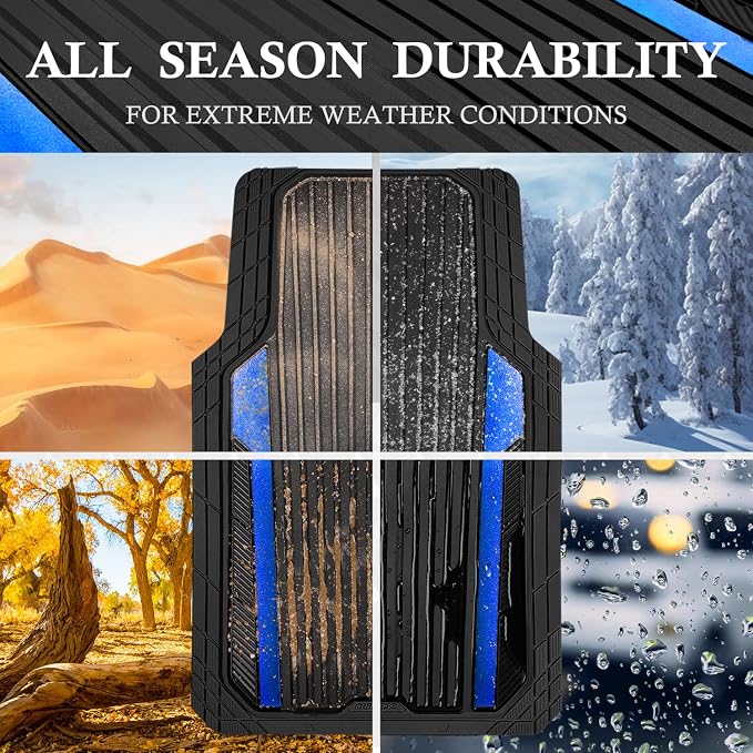 CAR PASS Heavy Duty Rubber Car Mats Metallic, Aluminum Film All Weather Floor - Image 3