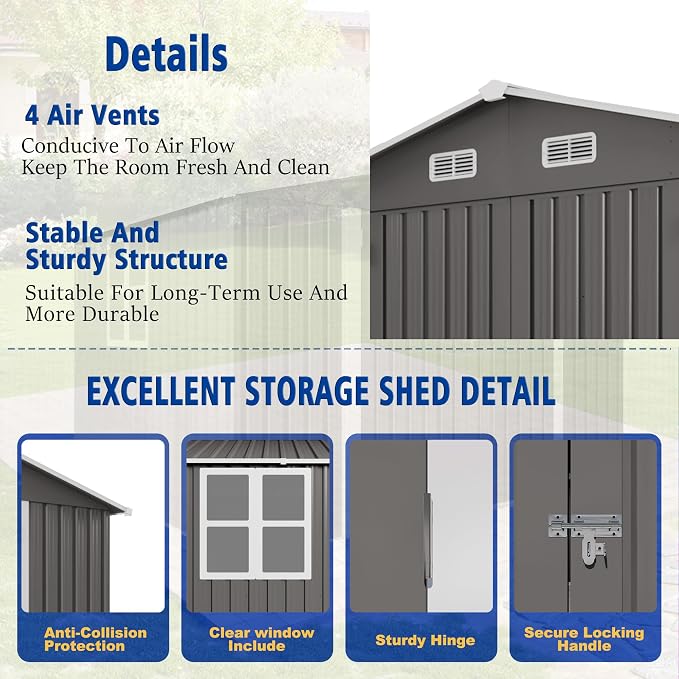 10x8 FT Outdoor Storage Shed - Image 7