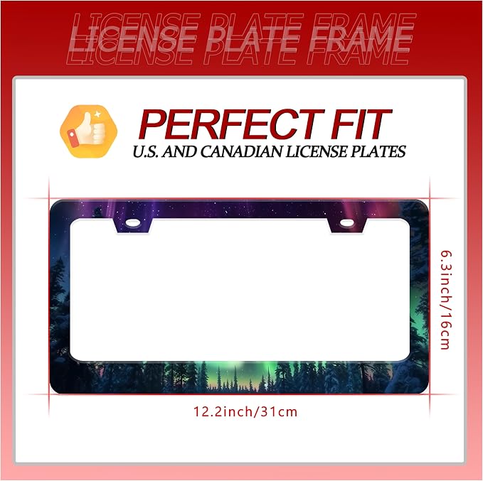 Personalized License Plate Frame Aurora Forest Stainless Steel Accessory Starry - Image 2